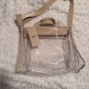 BEIS Clear Shoulder Tote with Nude Trim